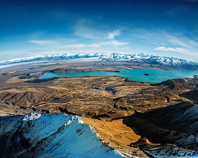 Südinsel, Rest, 5k, Himmel, Wolken, Lake Tekapo, Berge, Urlaub, Reisen, 4k, Buchung, Neuseeland, HD-Hintergrundbild HD wallpaper