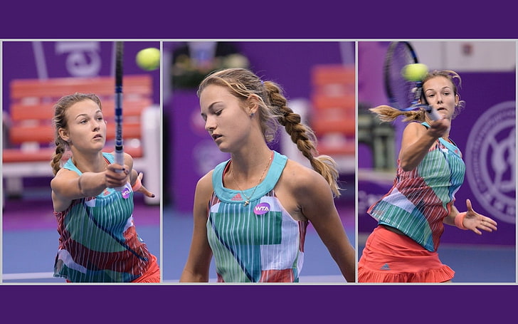 Anna Kalinskaya, tênis, colagem, HD papel de parede