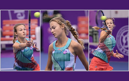 Anna Kalinskaya, tênis, colagem, HD papel de parede HD wallpaper