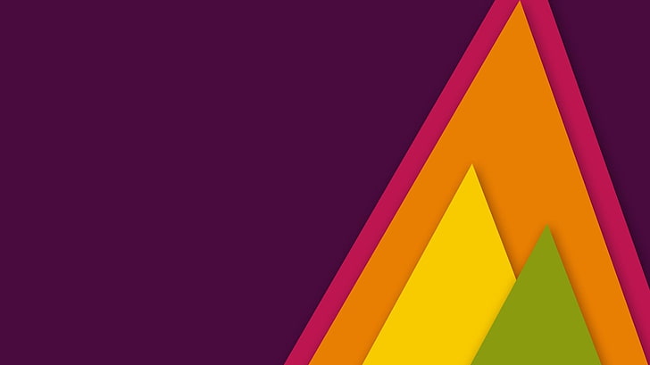 papier peint pyramide jaune, rouge, vert et orange, art numérique, motif, minimalisme, techno, Android (système d'exploitation), Fond d'écran HD