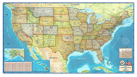 Różne, Mapa Usa, Mapa, USA, Mapa Stanów Zjednoczonych Ameryki, Mapa Usa, Tapety HD HD wallpaper