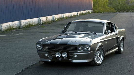 gray Ford Mustang coupe, Mustang, Ford, Shelby, GT500, Eleanor, 1967, Muscle Car, HD wallpaper HD wallpaper