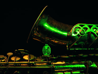 Saxofón HD, trompeta dorada, música, saxofón, Fondo de pantalla HD HD wallpaper