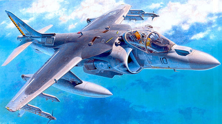 figure, art, attack, American, vertical, McDonnell, Douglas AV-8B, 