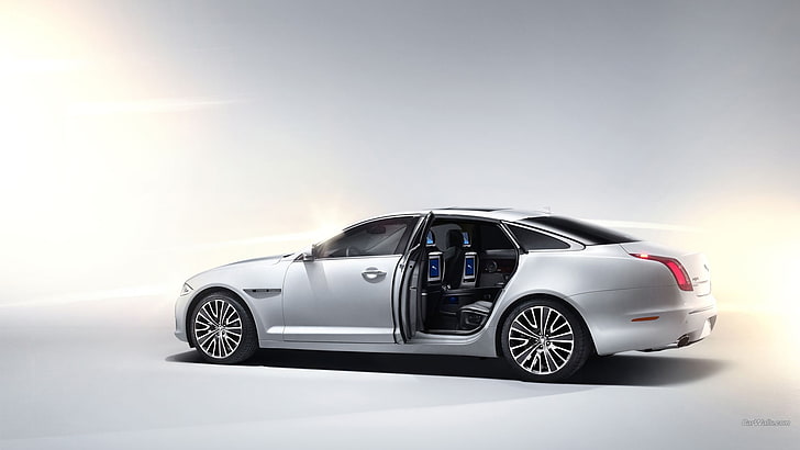 sedán gris de Mercedes-Benz, Jaguar XJ, automóvil, Jaguar (automóvil), automóviles plateados, vehículo, Fondo de pantalla HD