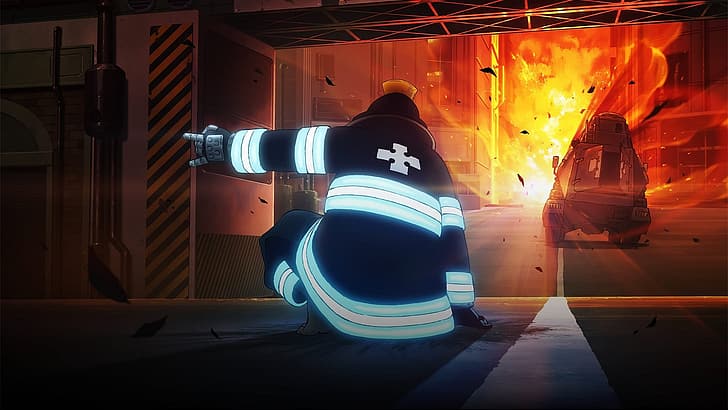 Brandkåren, Shinra Kusakabe, anime, explosion, HD tapet