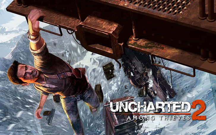 Ilustração exclusiva da Sony PlayStation Uncharted 2 Among Thieves, uncharted 2 entre ladrões, uncharted 2, perigo, nathan drake, nate, HD papel de parede