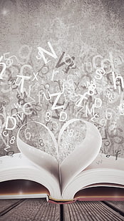 Love Book Letter, buku putih, Love,, heart, table, letter, book, shape, Wallpaper HD HD wallpaper