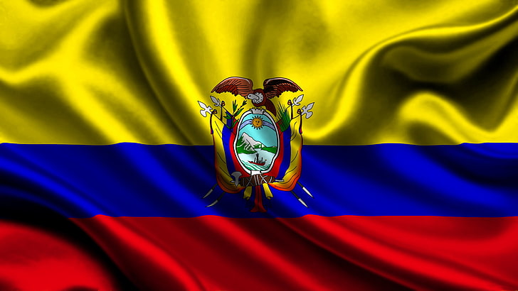 желтый, синий и красный флаг, флаг, Эквадор, HD обои