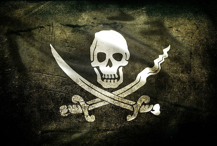 pirates, Jolly Roger, skull, flag, HD wallpaper