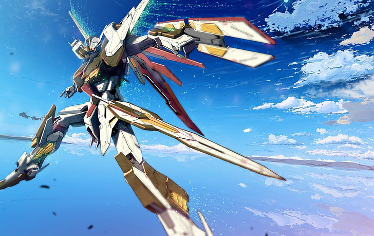 weiße und rote Gundam Robotertapete, Gundam SEED: A-STAR, TSX-08A, Gundam, Anime, HD-Hintergrundbild