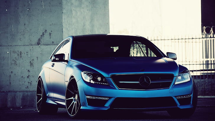 Blue Mercedes Car, สีน้ำเงิน, Mercedes, รถยนต์, วอลล์เปเปอร์ HD