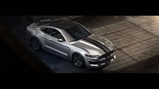 perak Ford Mustang coupe, mobil, Ford Mustang Shelby, Shelby GT 350, Wallpaper HD HD wallpaper