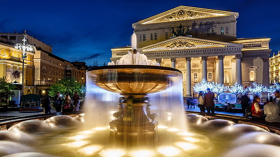 fountain, cityscape, Russia, Moscow, HD wallpaper HD wallpaper