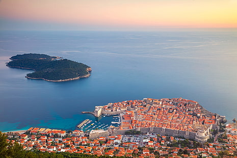 море, пейзаж, остров, дом, Хорватия, Дубровник, HD обои HD wallpaper