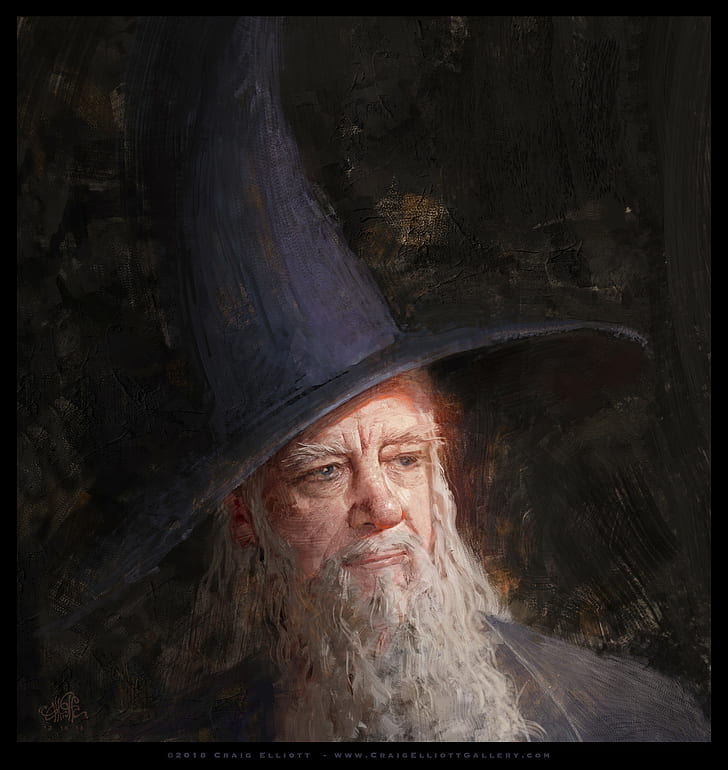 Gandalf, Zauberer, Porträt, Der Herr der Ringe, Der Hobbit, digital, HD-Hintergrundbild, Handy-Hintergrundbild