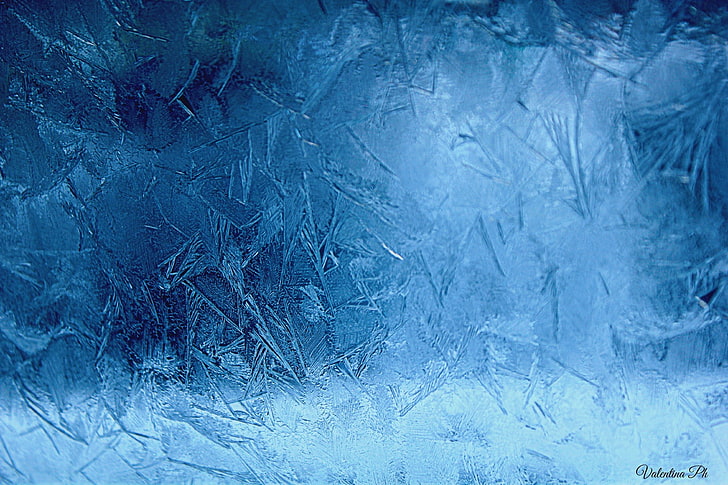 blue and white textile, frost, HD wallpaper