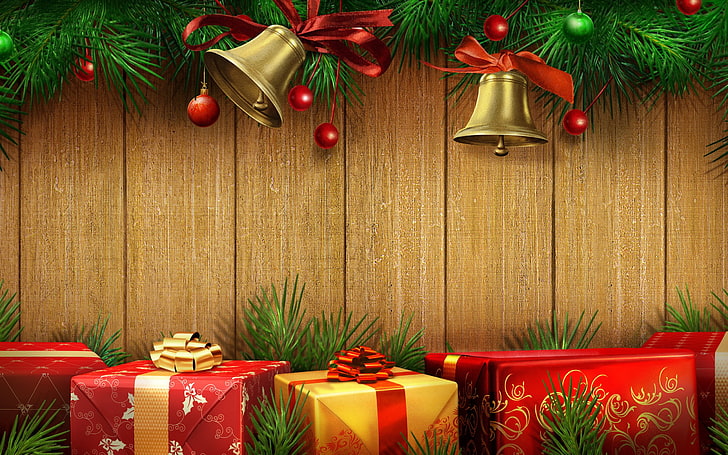 dekorasi Natal warna-warni, liburan, hiasan Natal, Wallpaper HD