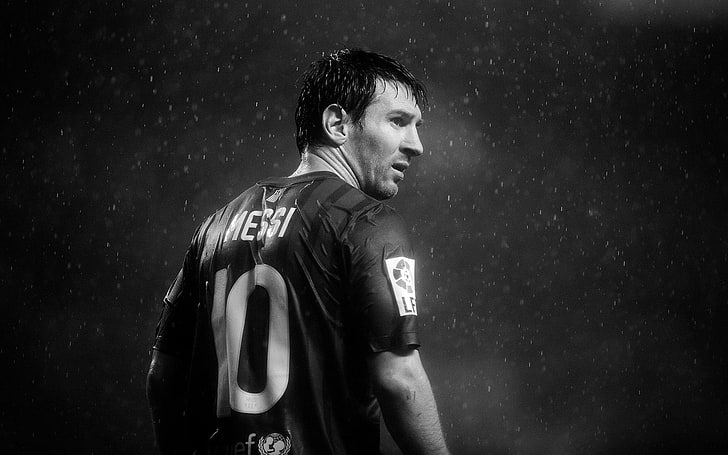 Leonel Messi, Soccer, Lionel Messi, Black & White, HD wallpaper