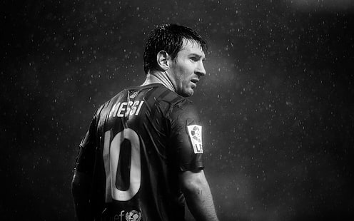 Leonel Messi, Soccer, Lionel Messi, Black & White, HD wallpaper HD wallpaper