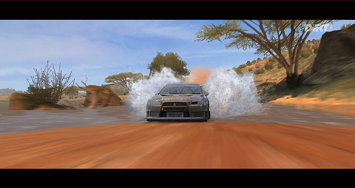 DiRT 3, раллийные автомобили, Rally, Mitsubishi Lancer Evolution X, суперкар, пылевые облака, грязь, HD обои