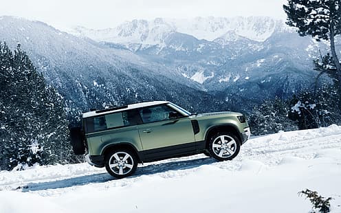 Land Rover, снег, 4x4, новый, Defender, внедорожник, 2020, горы, Ленд ровер защитник, HD обои HD wallpaper