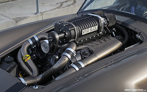AC Cobra Classic Car Classic Race Car Supercharger Engine HD, vano motore nero, auto, auto, corsa, classico, motore, cobra, ac, compressore, Sfondo HD HD wallpaper