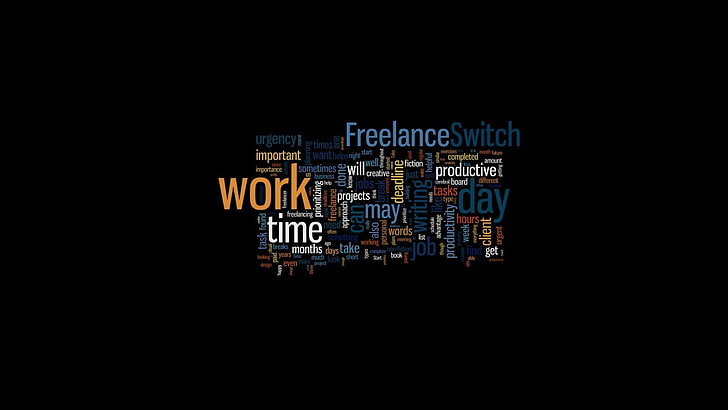 text collage wallpaper, text, abstract, simple background, word clouds, typography, work, digital art, black background, HD wallpaper