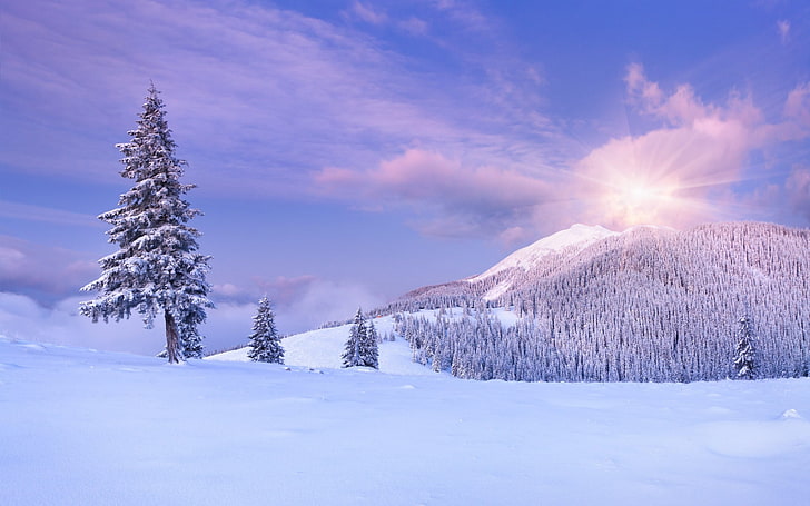 Montanhas neve inverno nuvens-Cenário HD Wallpaper, HD papel de parede