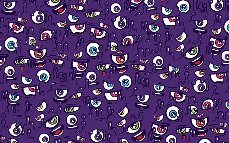 dekorasi karya seni mata, mata, pola, ungu, bentuk, Wallpaper HD