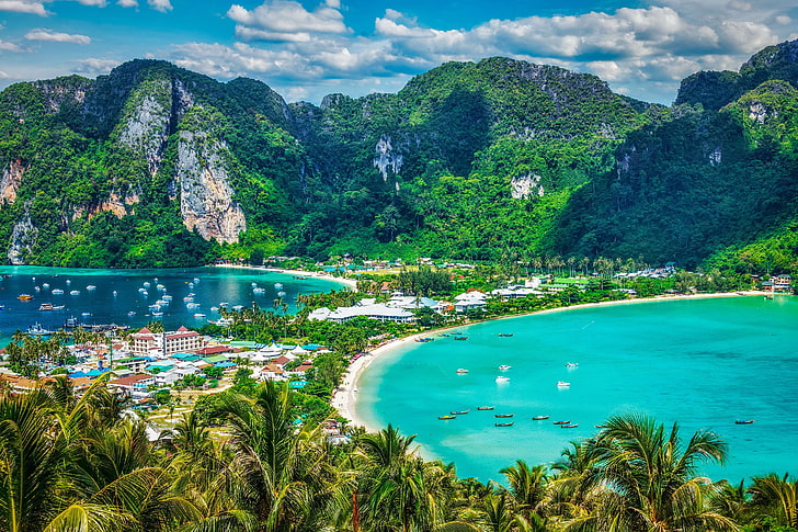 Тропический остров, остров Ко Пхи-Пхи, провинция Краби, Таиланд, фото обои Hd 4300 × 2867, HD обои