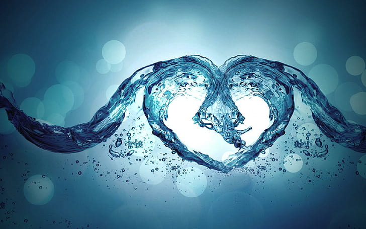 عيد الحب قلب الماء ، عيد الحب ، عيد الحب ، الماء ، القلب، خلفية HD