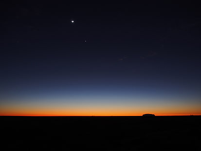 niebo, zachód słońca, noc, gwiazda, miesiąc, horyzont, zmierzch, Tapety HD HD wallpaper