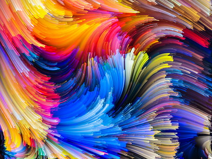 абстрактная живопись, цвета, красочный, абстрактный, радуга, всплеск, живопись, HD обои HD wallpaper