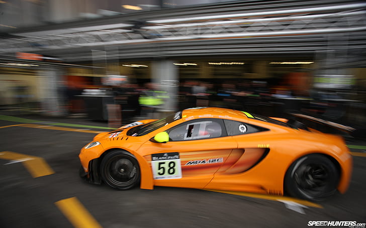 McLaren MP4-12C GT3 HD, оранжевый спортивный автомобиль, автомобили, Mclaren, 12C, MP4, GT3, HD обои