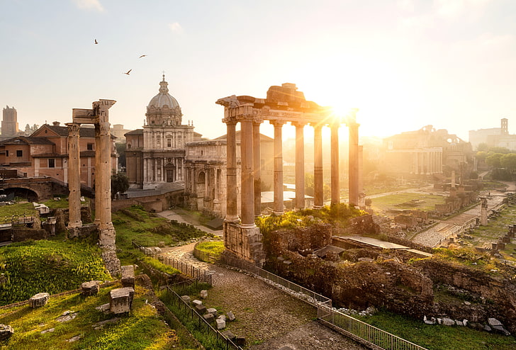 Italy, Rome, ruins, Ancient Rome, church, HD wallpaper
