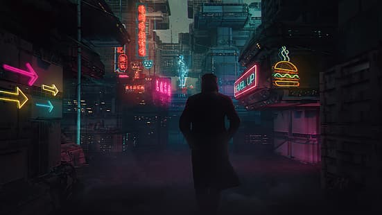 Blade Runner, киберпънк, неон, HD тапет HD wallpaper