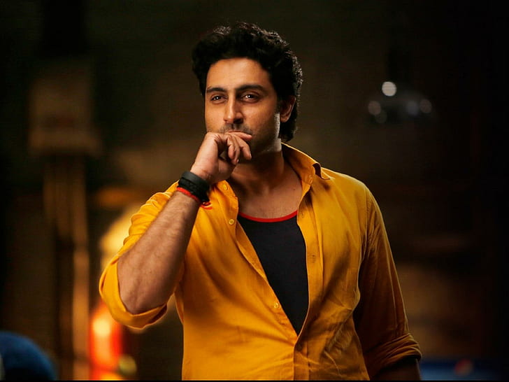 Abhishek Bachchan In Happy New Year Movie, men's orange button up dress shirt, movies, bollywood movies, bollywood, 2014, abhishek bachchan, happy new year, HD wallpaper