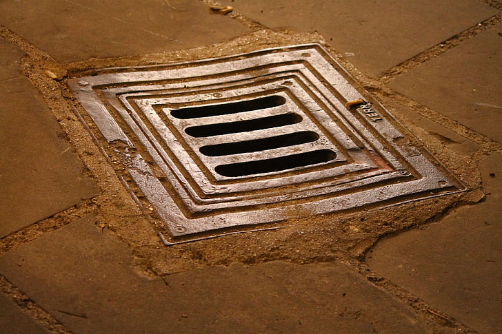 drain, floor, hole, iron, manhole, road, stones, via, HD wallpaper