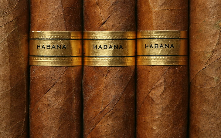 Brown, étiquette d'or, cigares cubains, Fond d'écran HD