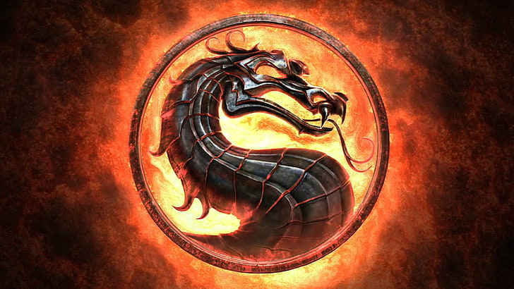 papel de parede digital de dragão preto e laranja, Mortal Kombat, HD papel de parede