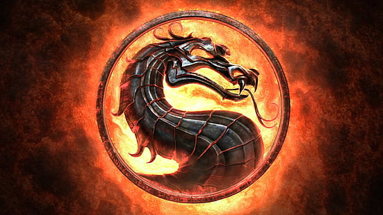 цифровые обои черно-оранжевый дракон, Mortal Kombat, HD обои HD wallpaper