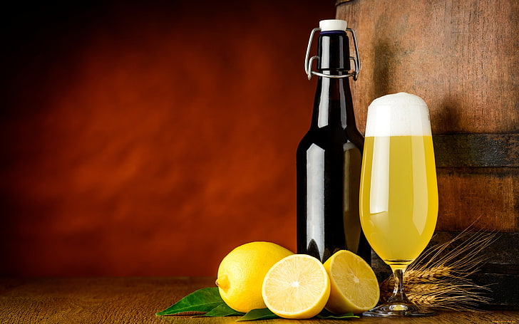 натюрморт, лимоны, пиво, HD обои