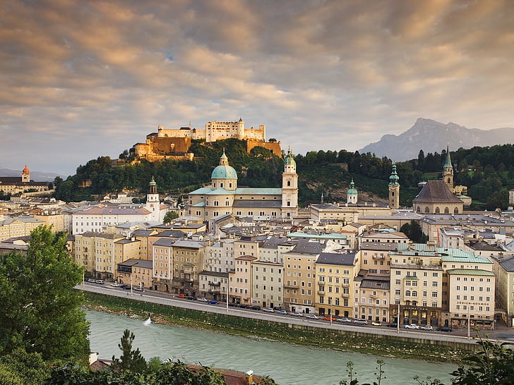 austria, castle, salzburg, towns, HD wallpaper