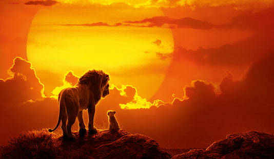 映画、ライオンキング（2019）、赤ちゃん動物、ライオン、ムファサ（ライオンキング）、シンバ、 HDデスクトップの壁紙 HD wallpaper