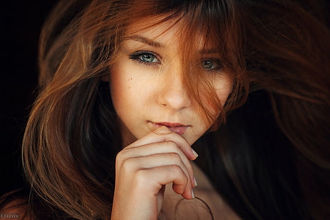 wanita, Christina Vostruhina, berambut merah, Evgeny Freyer, potret, wajah, Wallpaper HD HD wallpaper