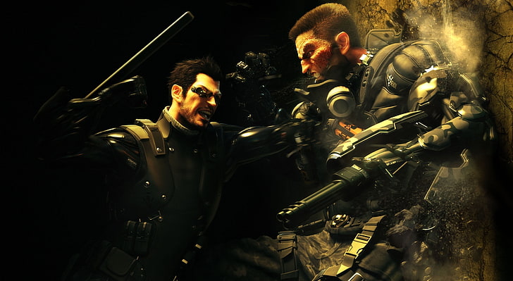 Deus Ex Human Revolution วอลล์เปเปอร์ดิจิทัลตัวละครทหารสองตัวเกม Deus Ex, วอลล์เปเปอร์ HD