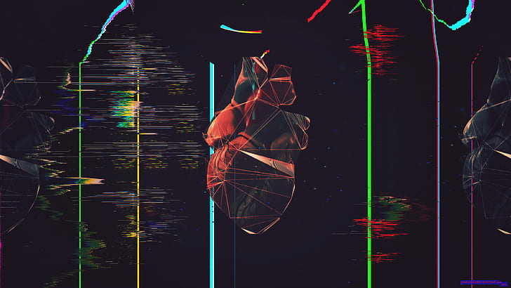 arte poligonal, corazón, arte glitch, bajo poli, abstracto, Fondo de pantalla HD