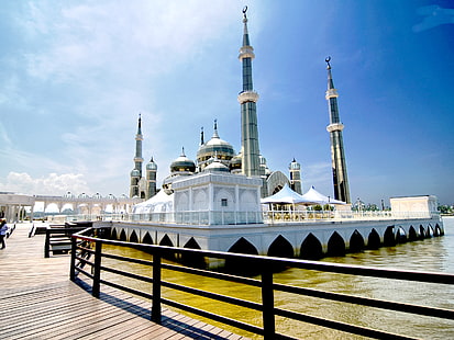 Masjid Kristal, Malásia, Mesquita de concreto branca, Mundo, Religioso, Mesquita, HD papel de parede HD wallpaper