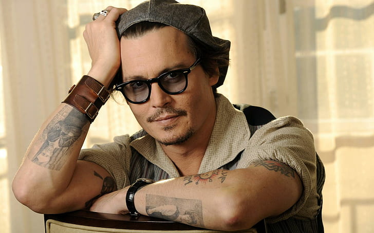 Johnny Depp, Celebrities, Man, Mature, Black Eyes, Tattoo, johnny depp, celebrities, man, mature, black eyes, tattoo, HD wallpaper